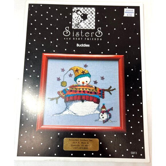 RARE Sisters "Buddies" Cross Stitch Pattern For Holiday Decor - Picture 1 of 4